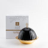 Exclusive - Medium Serving Platter with Porcelain Dome- Black & Gold