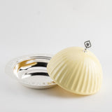 Exclusive - Large Serving Platter with Porcelain Dome- Yellow & Silver