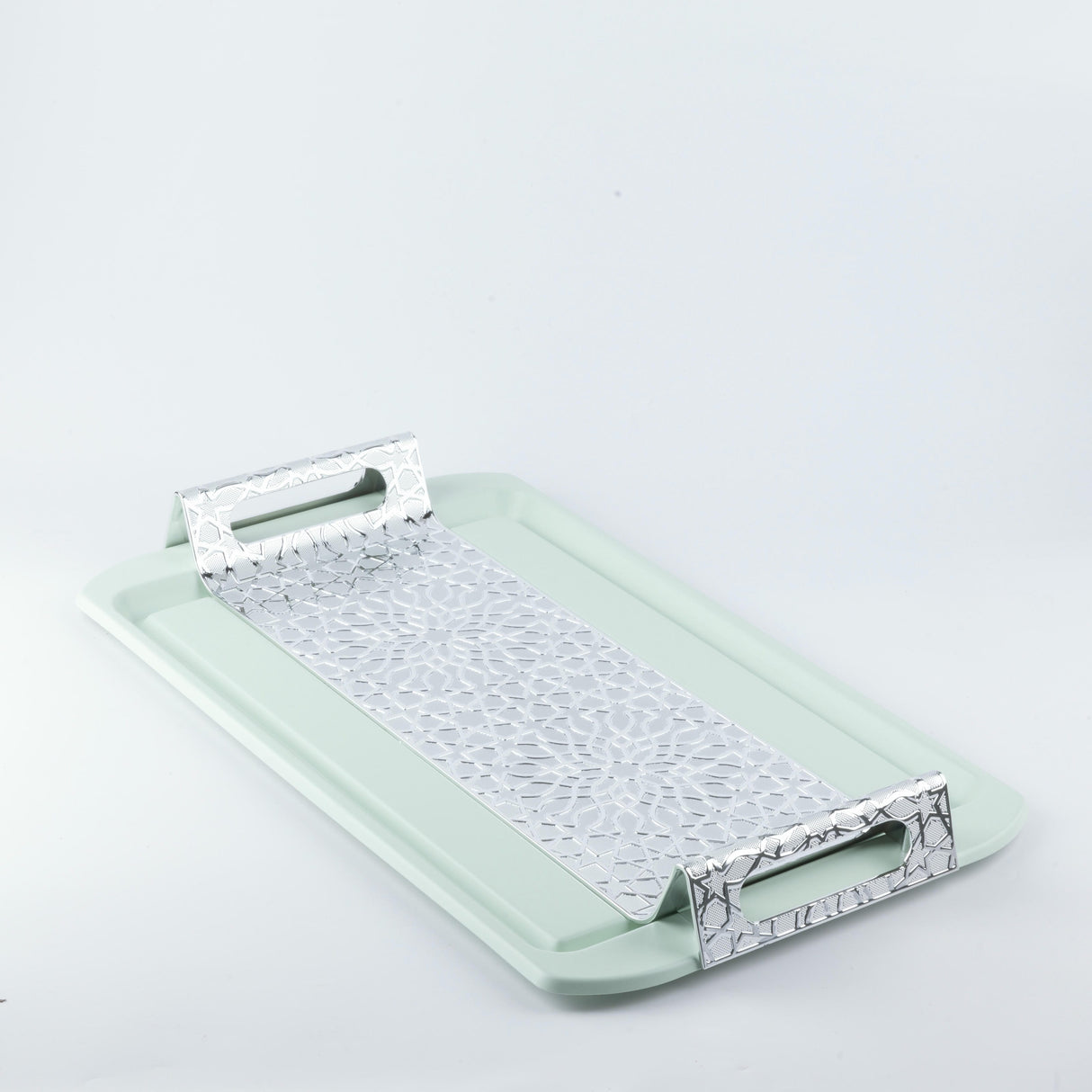 Asala - Serving Tray - Teal & Silver