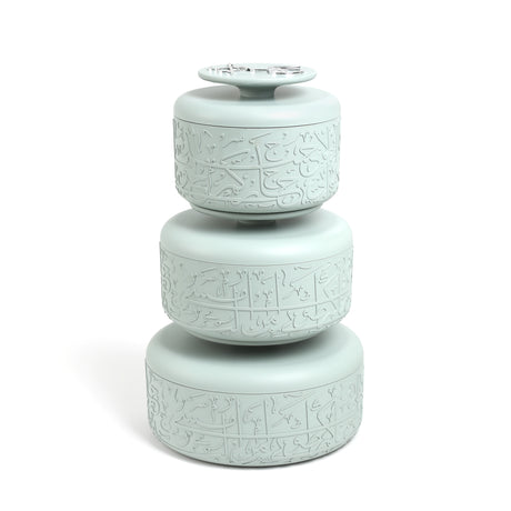 Jiwar - Food Thermos/Warm Serv (Set of 3)- Mint Green & Silver