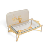 Jiwar - Medium Twin Candle Pyrex Chafer - Beige & Gold