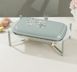 Jiwar - Medium Twin Candle Pyrex Chafer - Mint Green & Silver