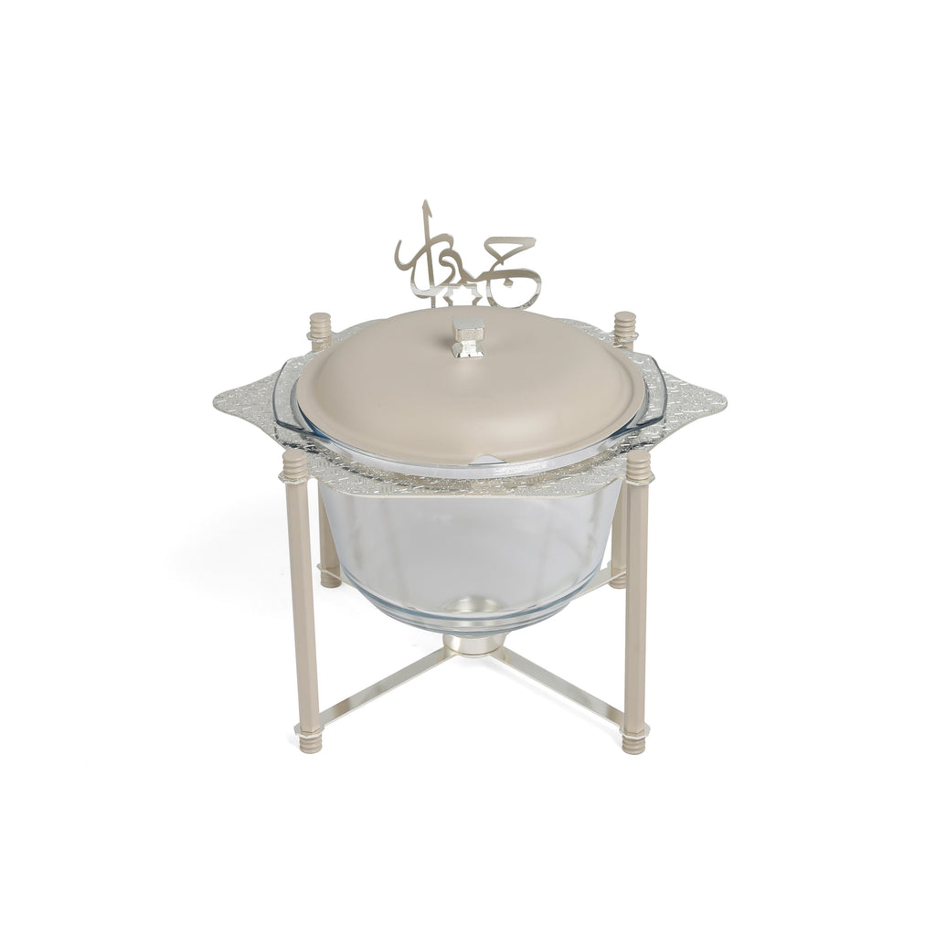 Jiwar - Deluxe Gold Engraved Soup Buffet - Beige & Silver