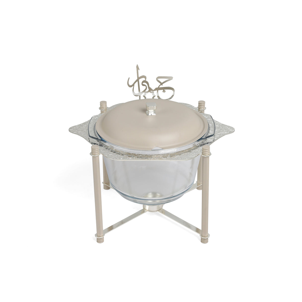 Jiwar - Deluxe Gold Engraved Soup Buffet - Beige & Silver