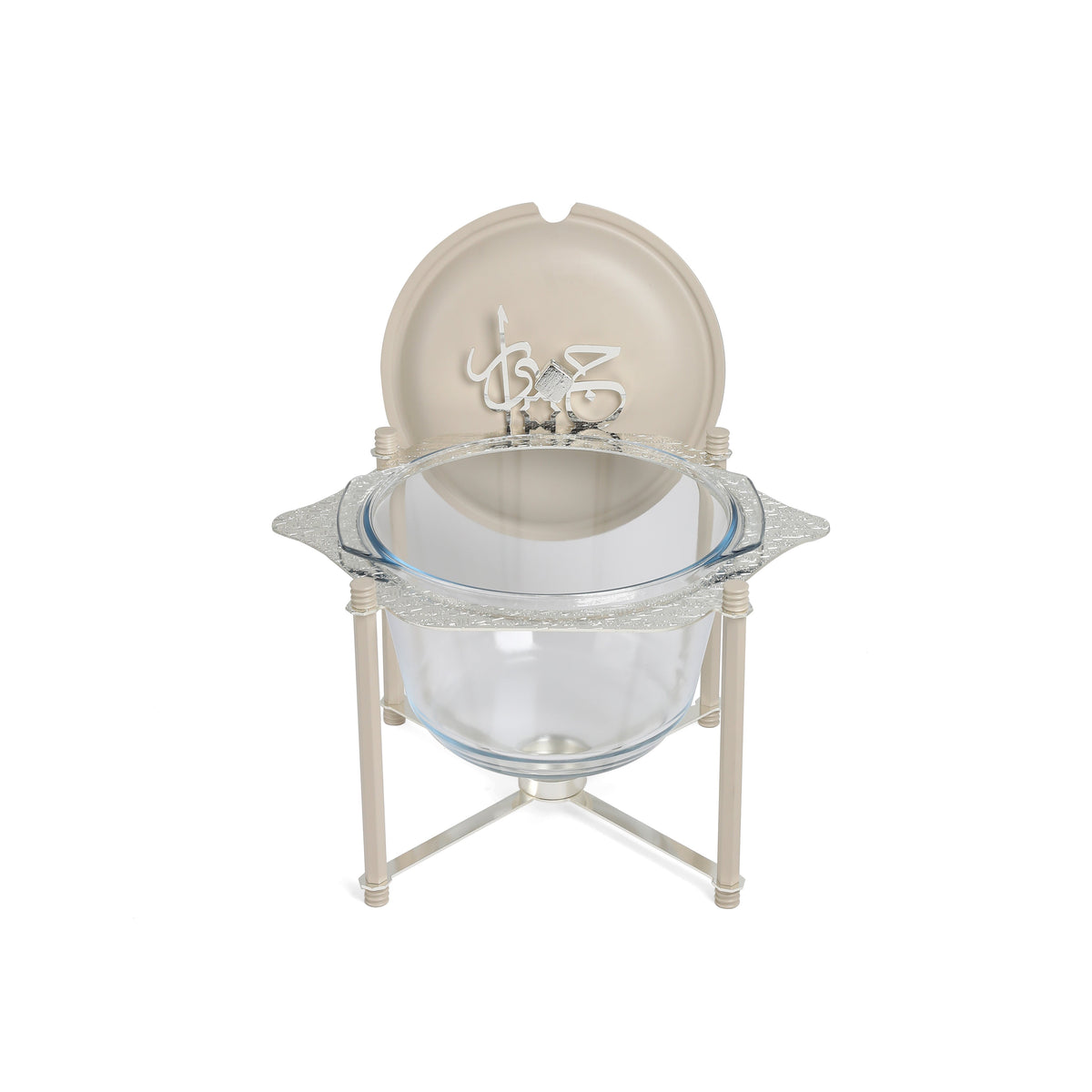 Jiwar - Deluxe Gold Engraved Soup Buffet - Beige & Silver