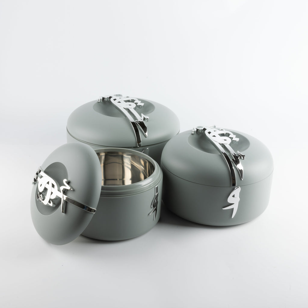 Liqa'a - Food Thermos/ Warm Serv (Set of 3) - Grey & Silver