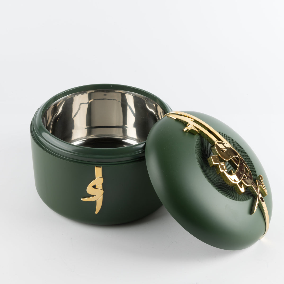 Liqa'a - Food Thermos/ Warm Serv (Set of 3) - Olive Green  & Gold