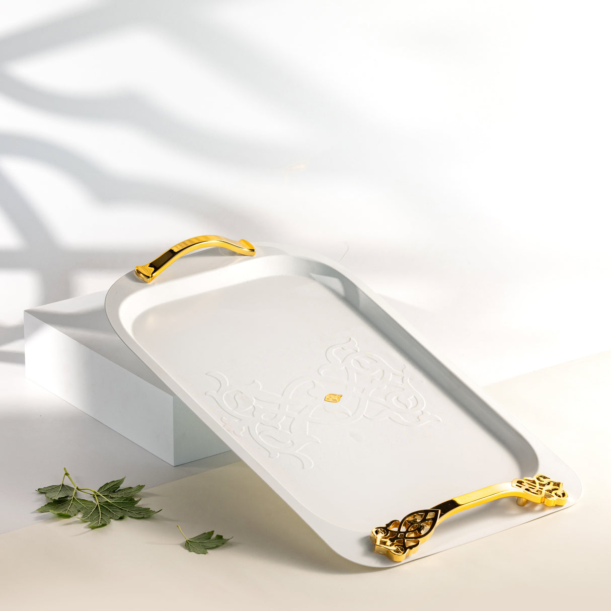 Naqsh - Serving Tray - White & Gold