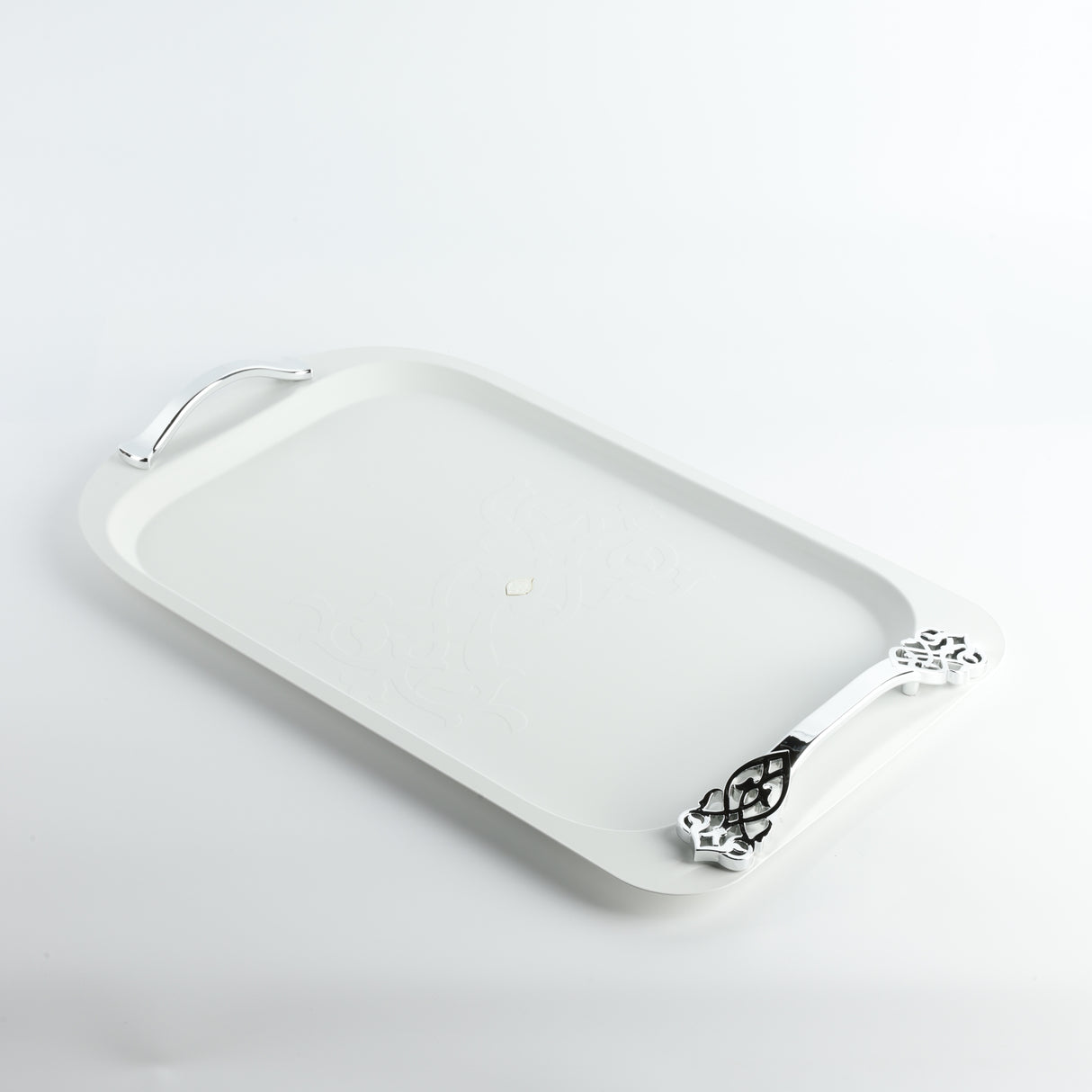 Naqsh - Serving Tray - White & Silver