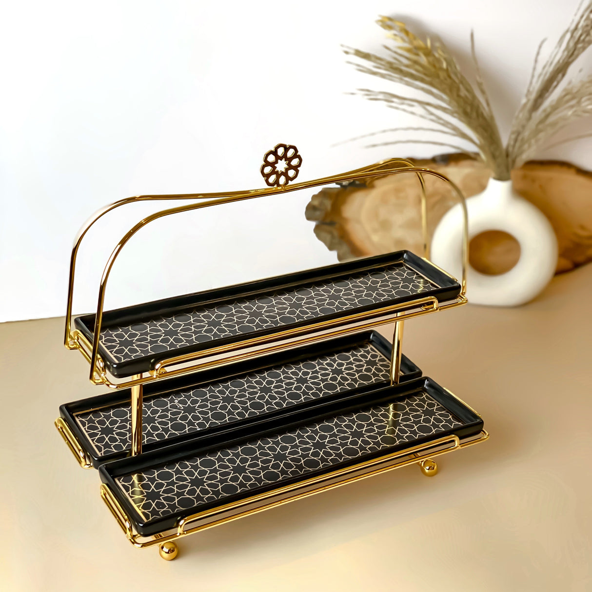 Limited Edition - Serving Tiered Platter - Black & Gold