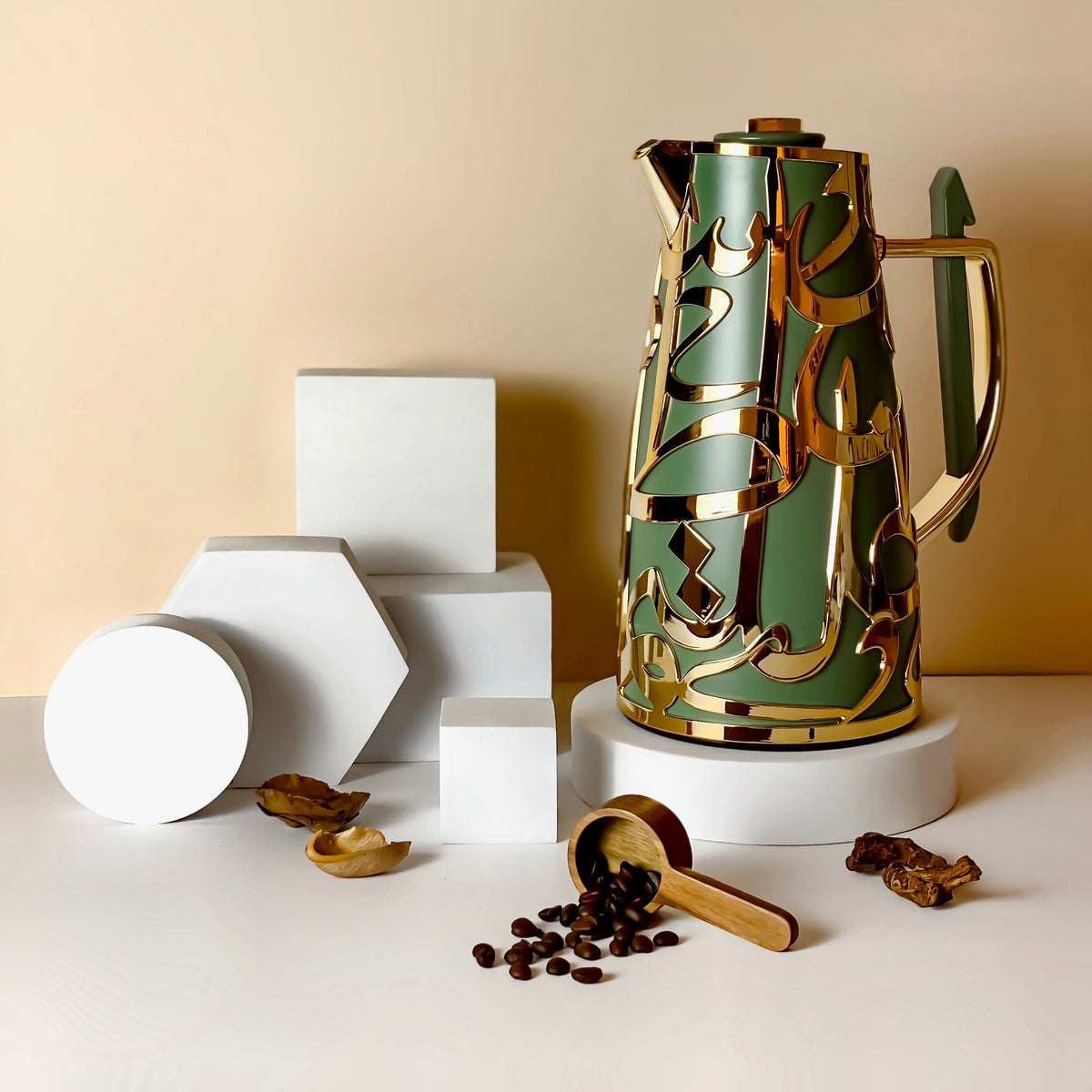Luxury Diwan - Vacuum Flask  - Olive Green & Gold