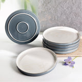 Jiwar - Dessert Serving Plates - Haze Blue & Silver