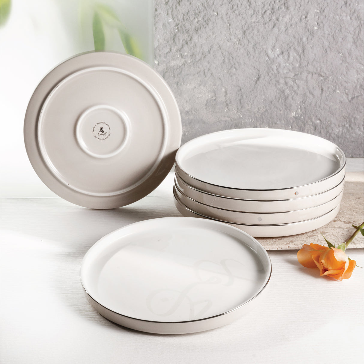 Jiwar - Dessert Serving Plates - Beige & Silver
