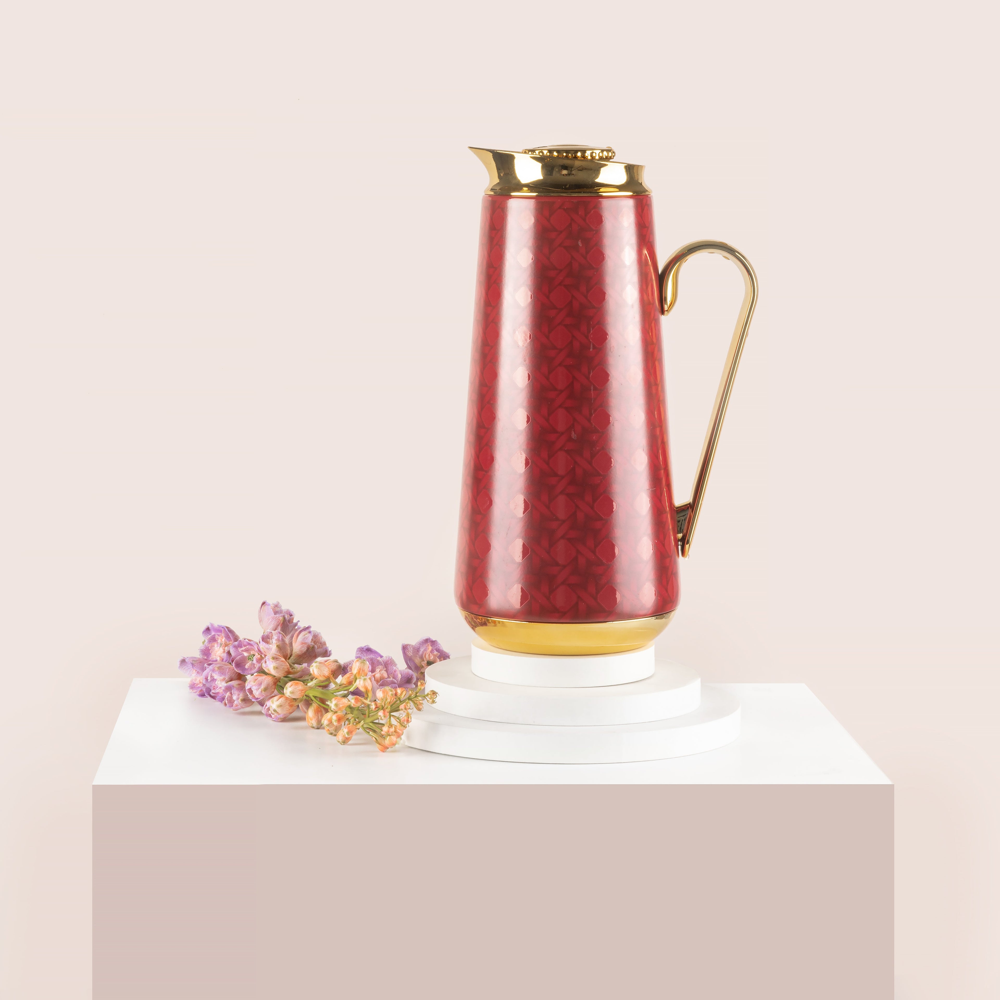 Rattan - Vacuum Flask - Red & Gold