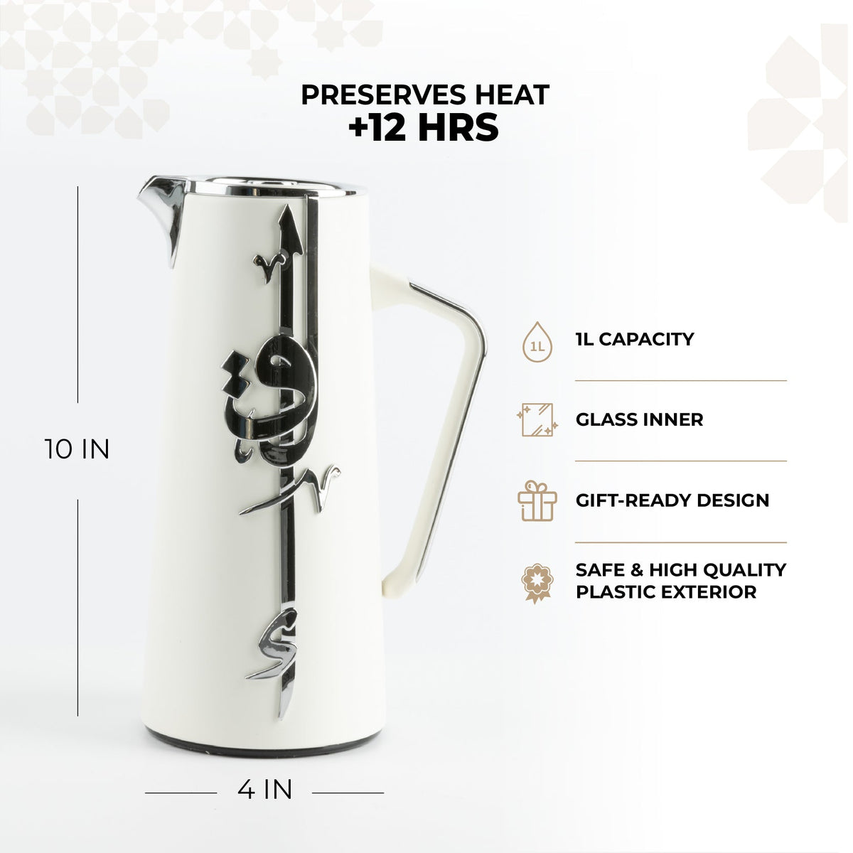 Liqa'a - Vacuum Flask / Thermos - Pearl White & Silver