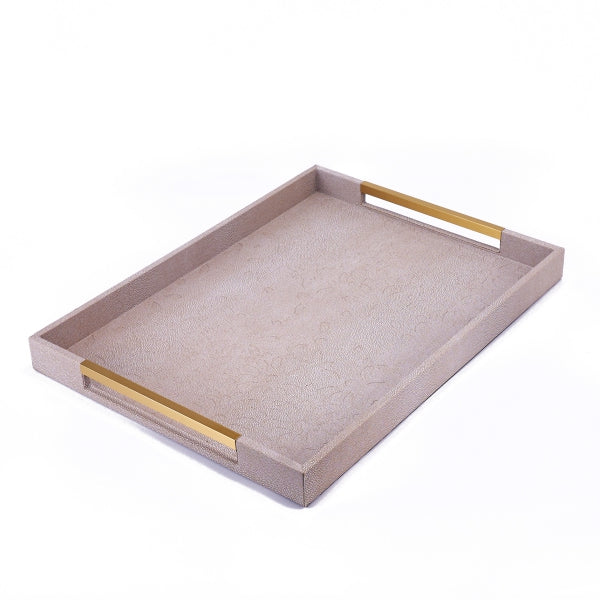 Ikram- Leather Serving Tray- Coffee & Gold