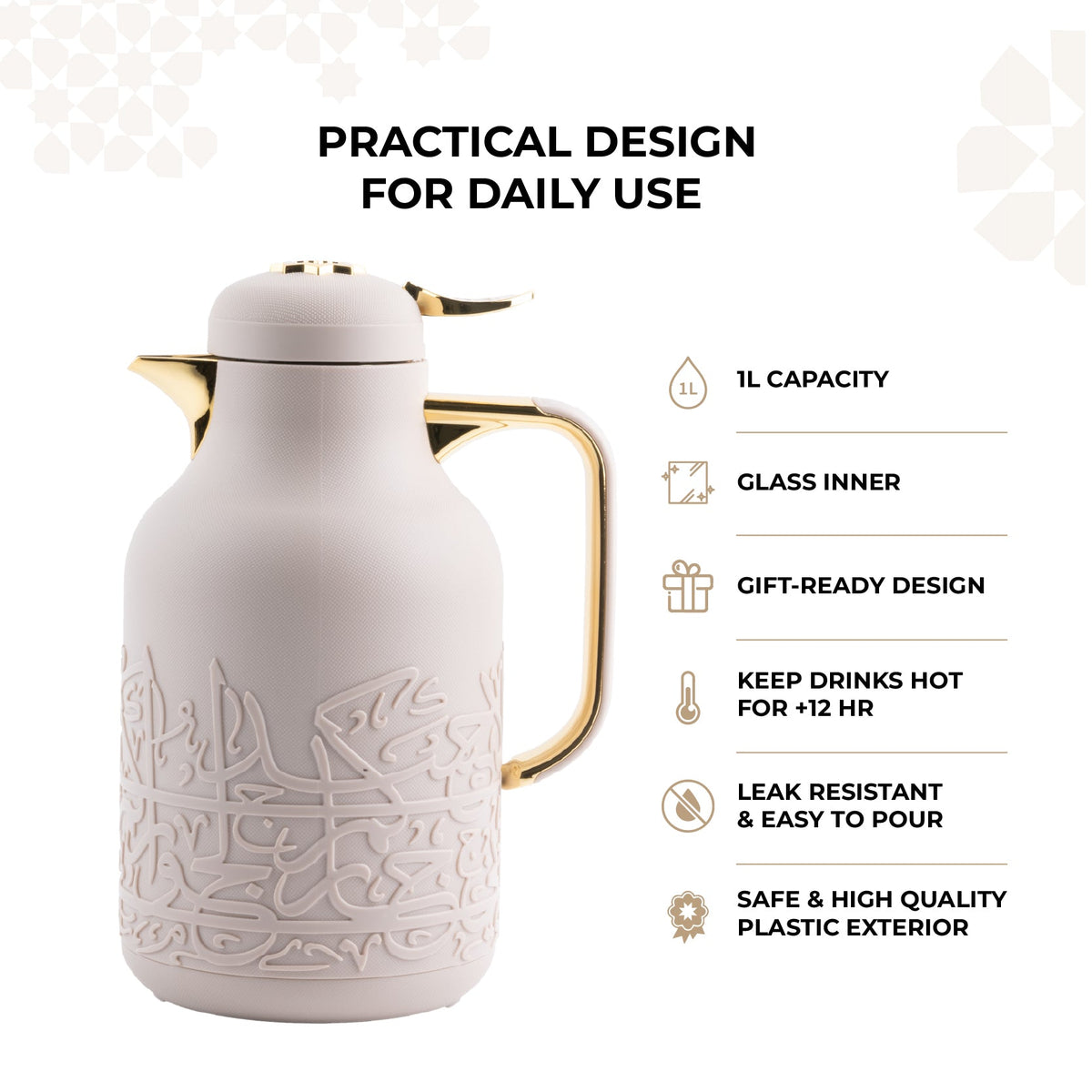 Jiwar - Vacuum Flask / Thermos - Lavender & Gold