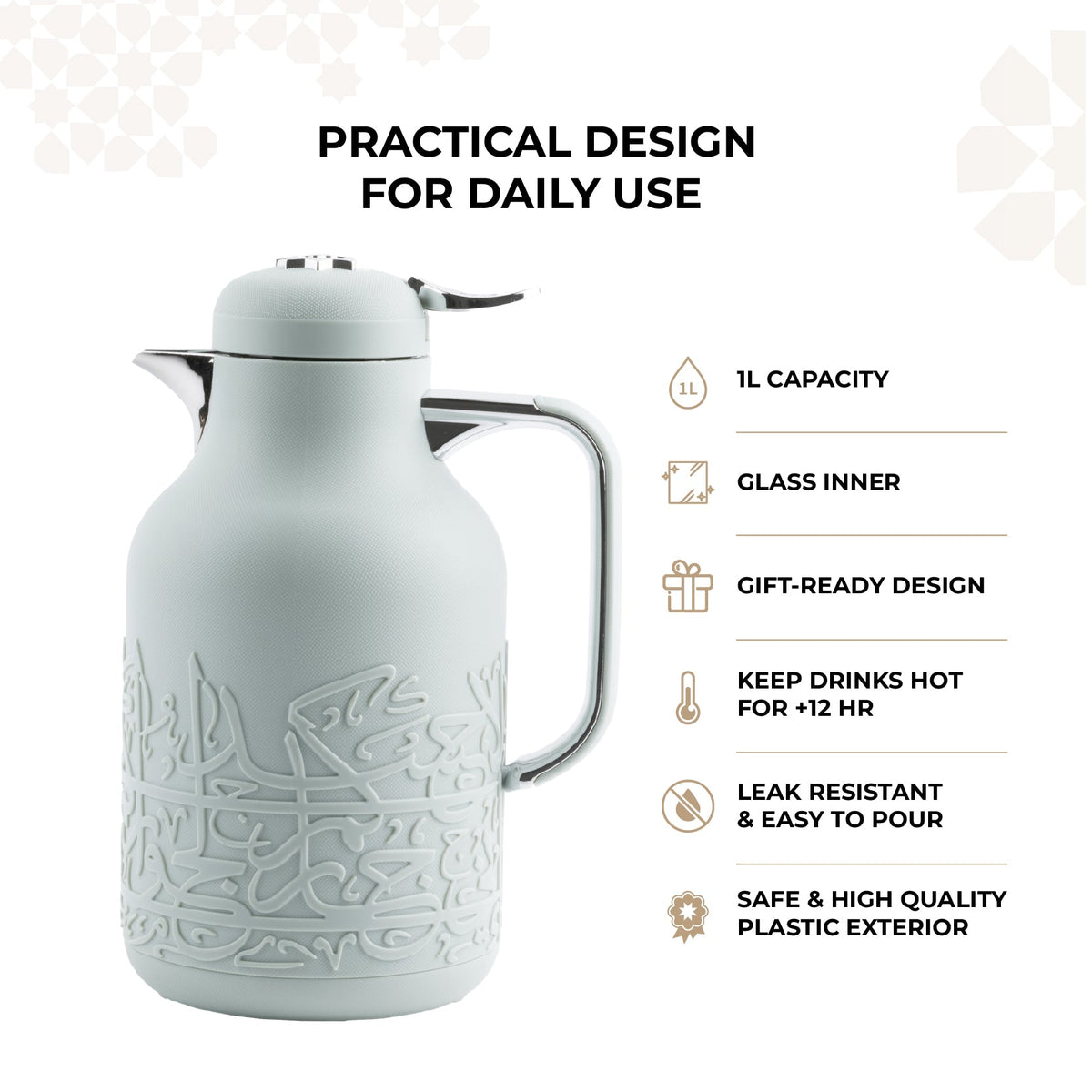 Jiwar - Vacuum Flask / Thermos - Mint Green & Silver