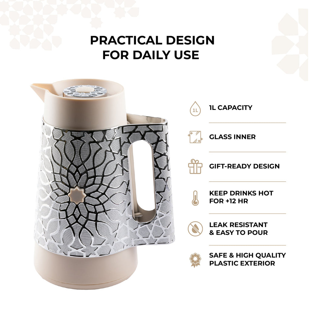Asala - Vacuum Flask / Thermos - Beige & Silver