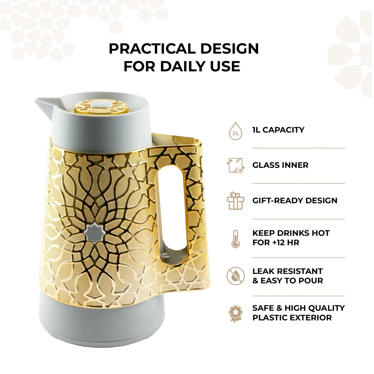 Asala - Vacuum Flask / Thermos - Grey & Gold