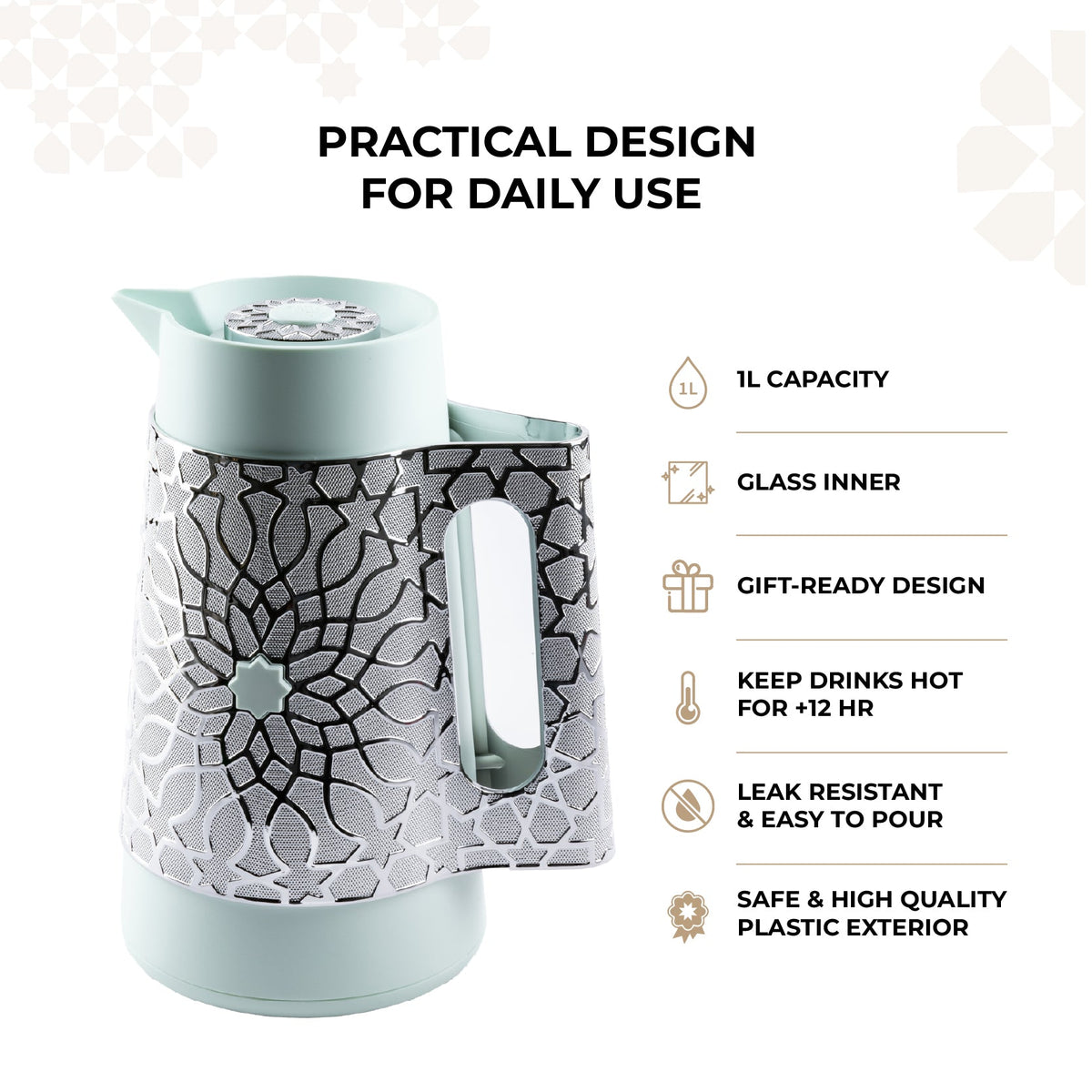 Asala - Vacuum Flask / Thermos - Teal & Silver