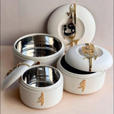 Liqa'a - Food Thermos/ Warm Serv (Set of 3) - Pearl White & Gold