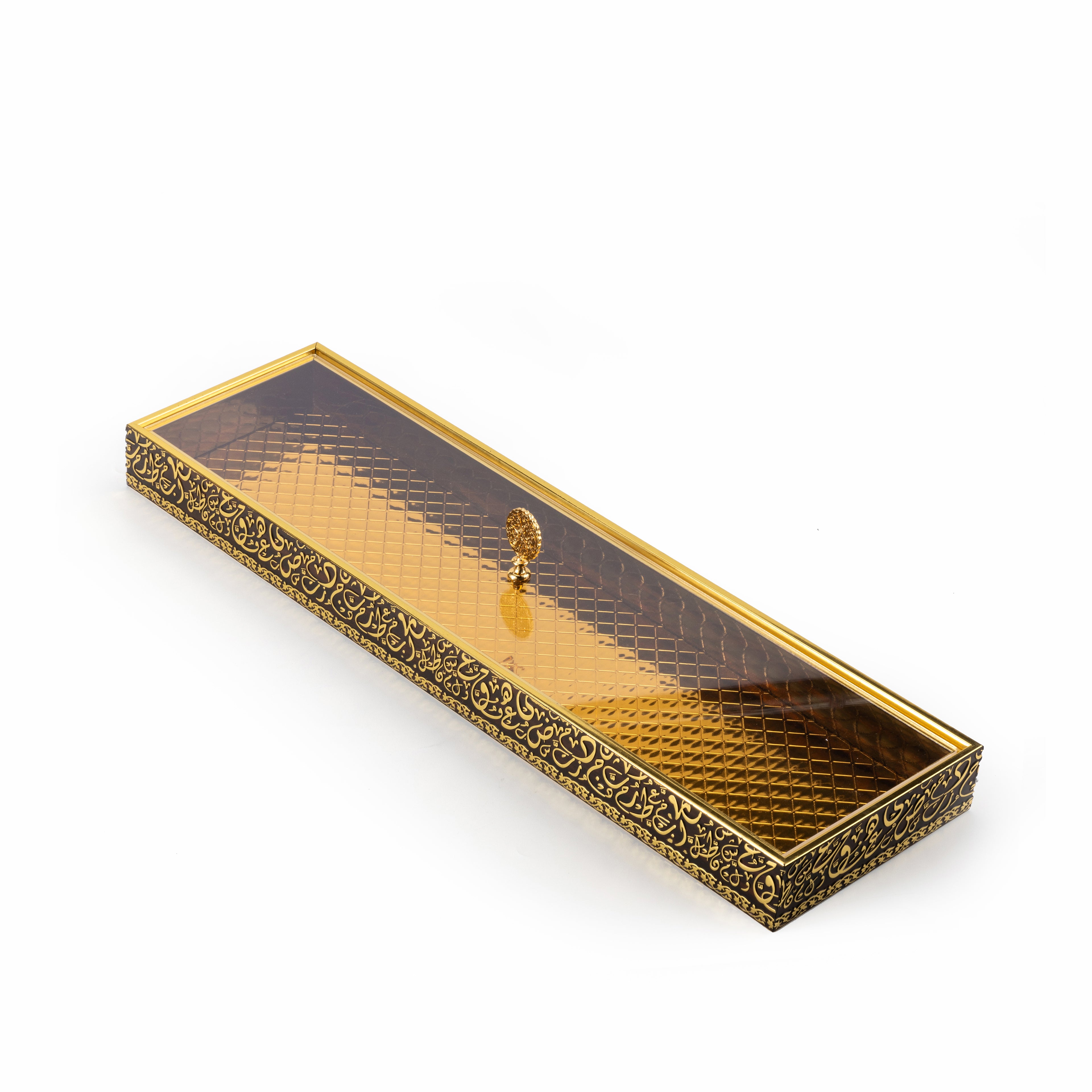 Noir Elegance 22" Slim Bamboo Tray – Black & Gold