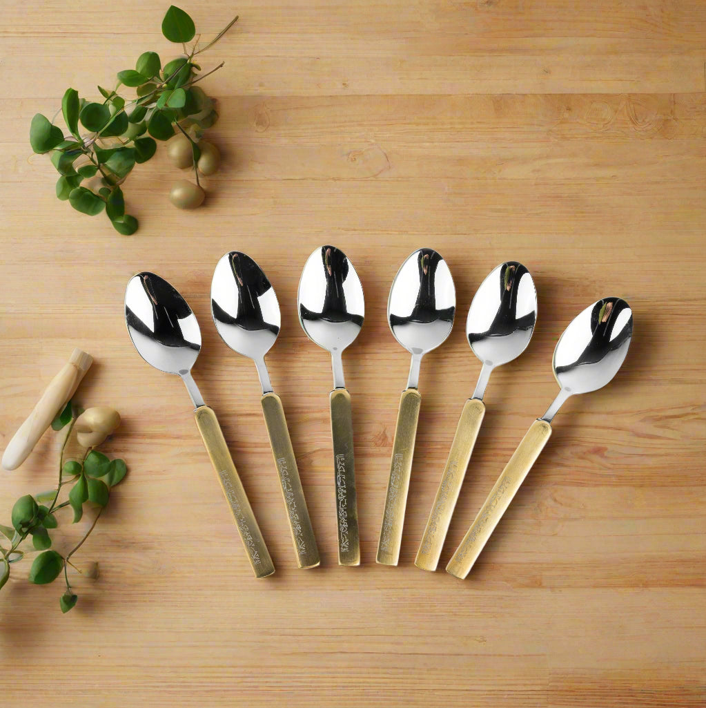 Jiwar - 6pc Teaspoon Set - Silver & Gold