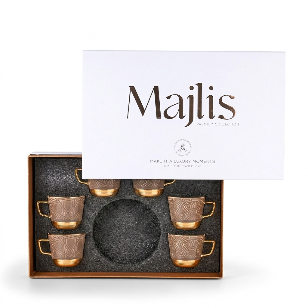 Majlis - English Tea Cups, 6 Pieces - Brown