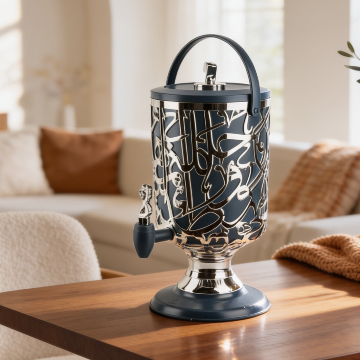 Diwan - 3 Liters Cold Beverage Dispenser - Dark Blue & Silver