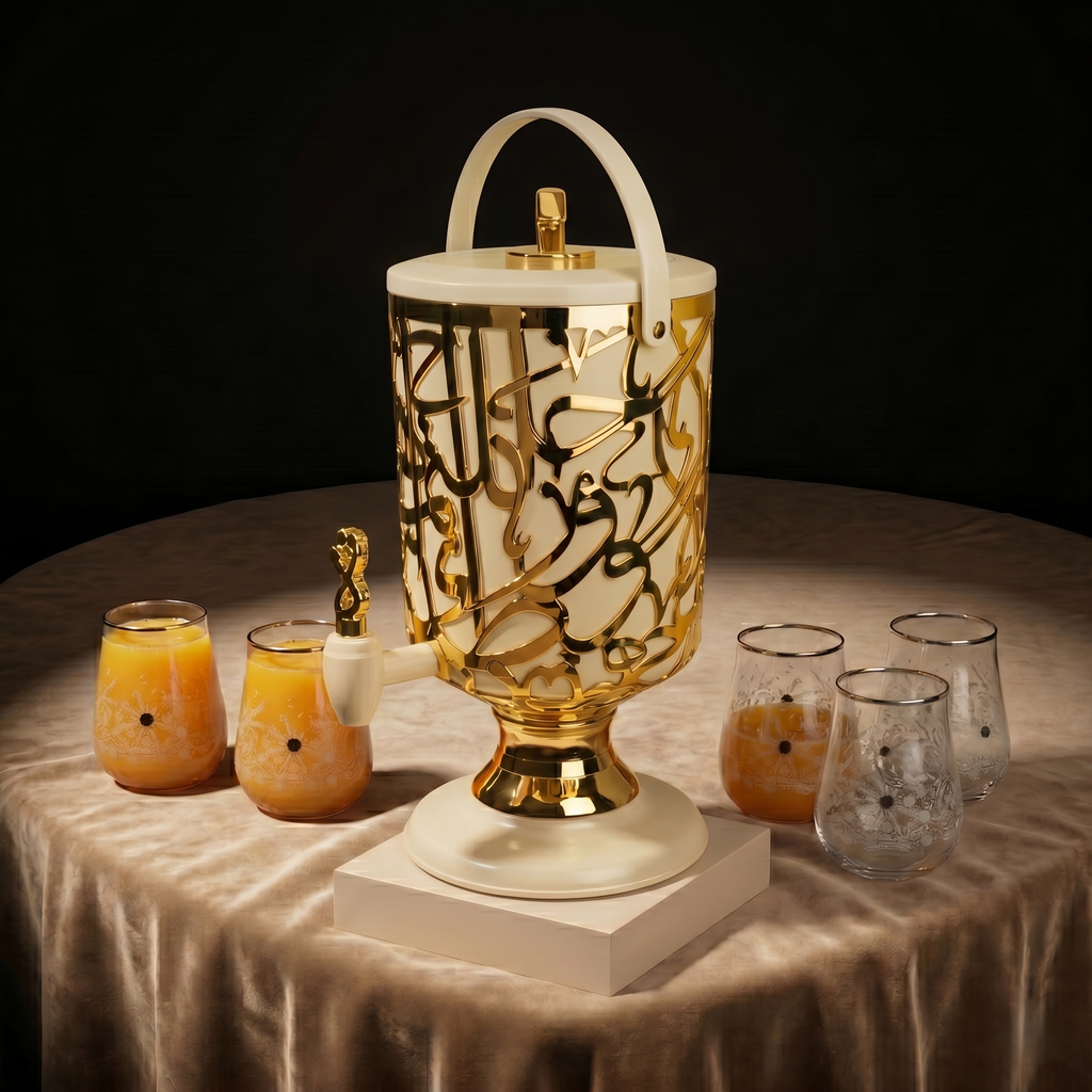 Diwan - 3 Liters Cold Beverage Dispenser - Ivory & Gold