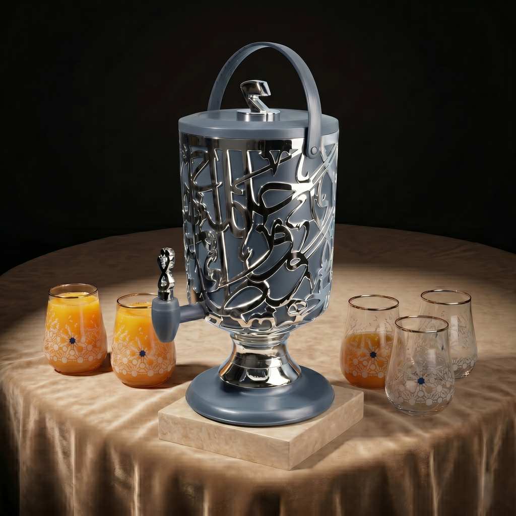 Diwan - 3 Liters Cold Beverage Dispenser - Dark Blue & Silver