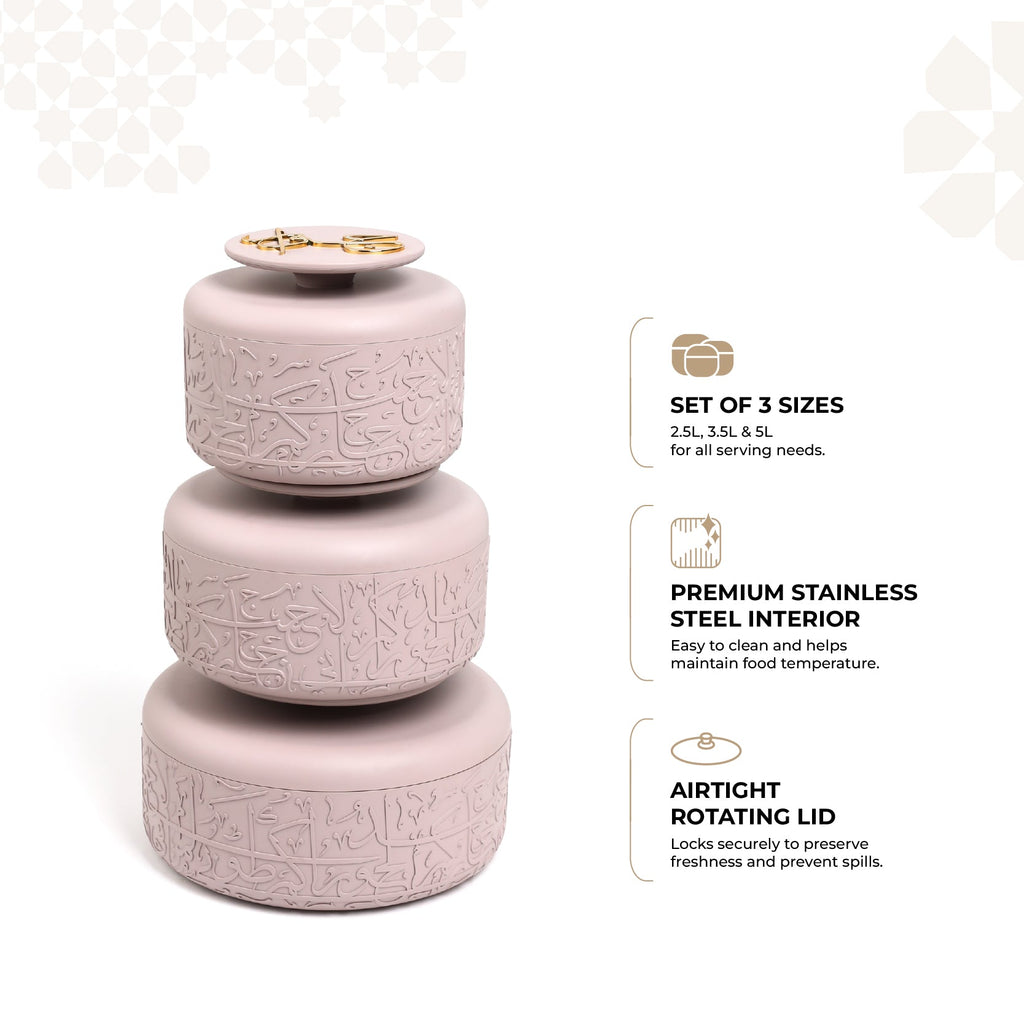 Jiwar - Food Thermos/Warm Serv (Set of 3)- Lavender & Gold