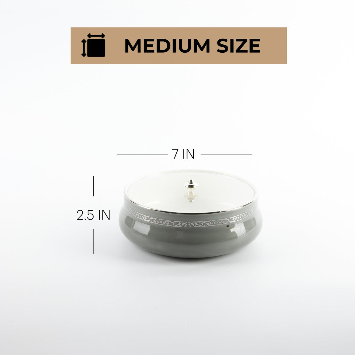 Naqsh - Medium Decorative Canister - Grey & Silver