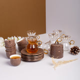 Dunes - Tea Set (19-Pc) - Brown & Gold