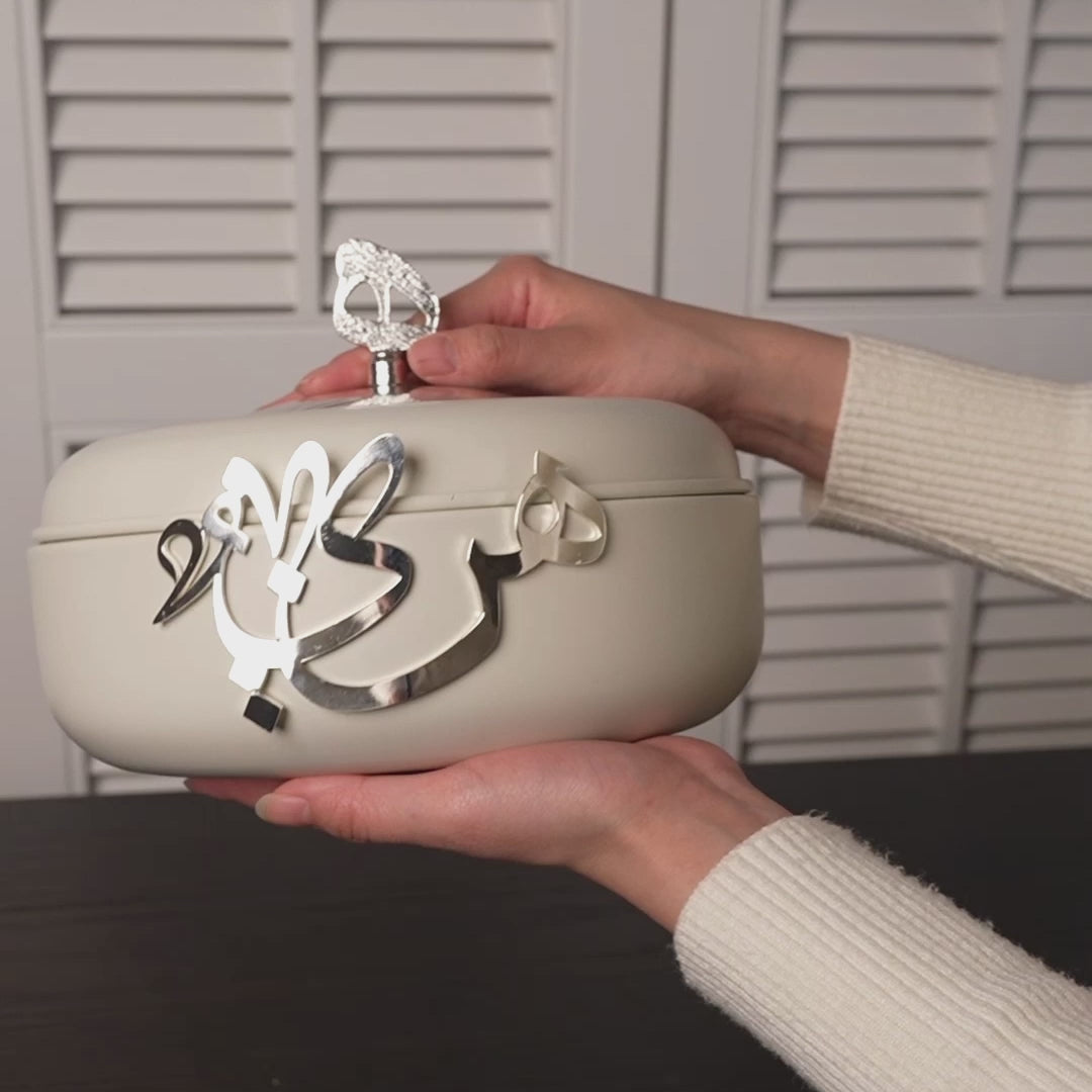 Luxury Diwan - Medium Buffet Server - Pearl & Silver