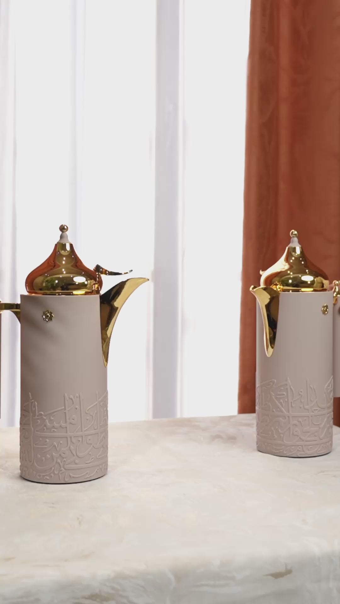 Jiwar - Vacuum Flask / Thermos(Set of 2) - Lavender & Gold