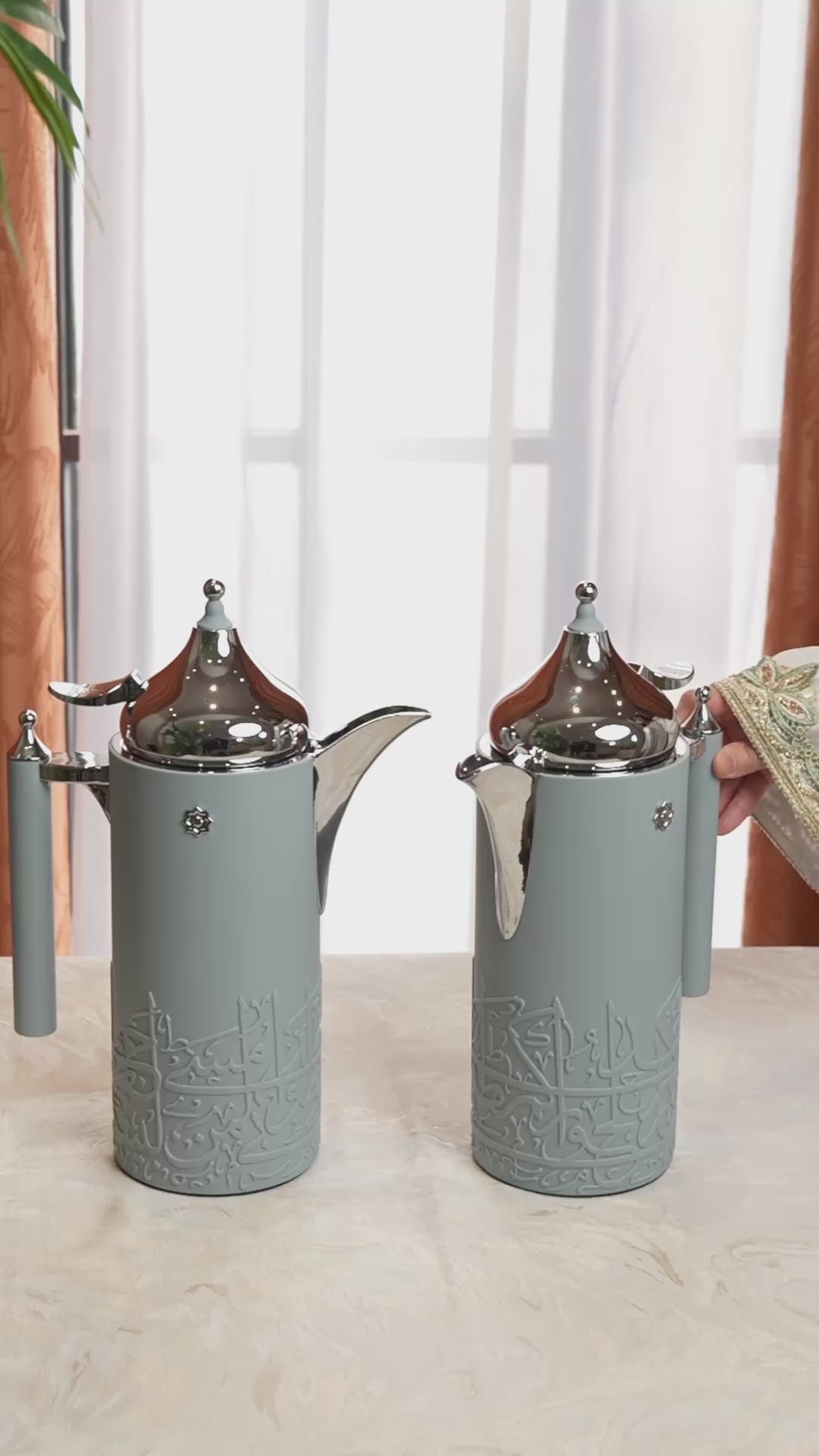 Jiwar - Vacuum Flask / Thermos (Set of 2)- Haze Blue & Silver