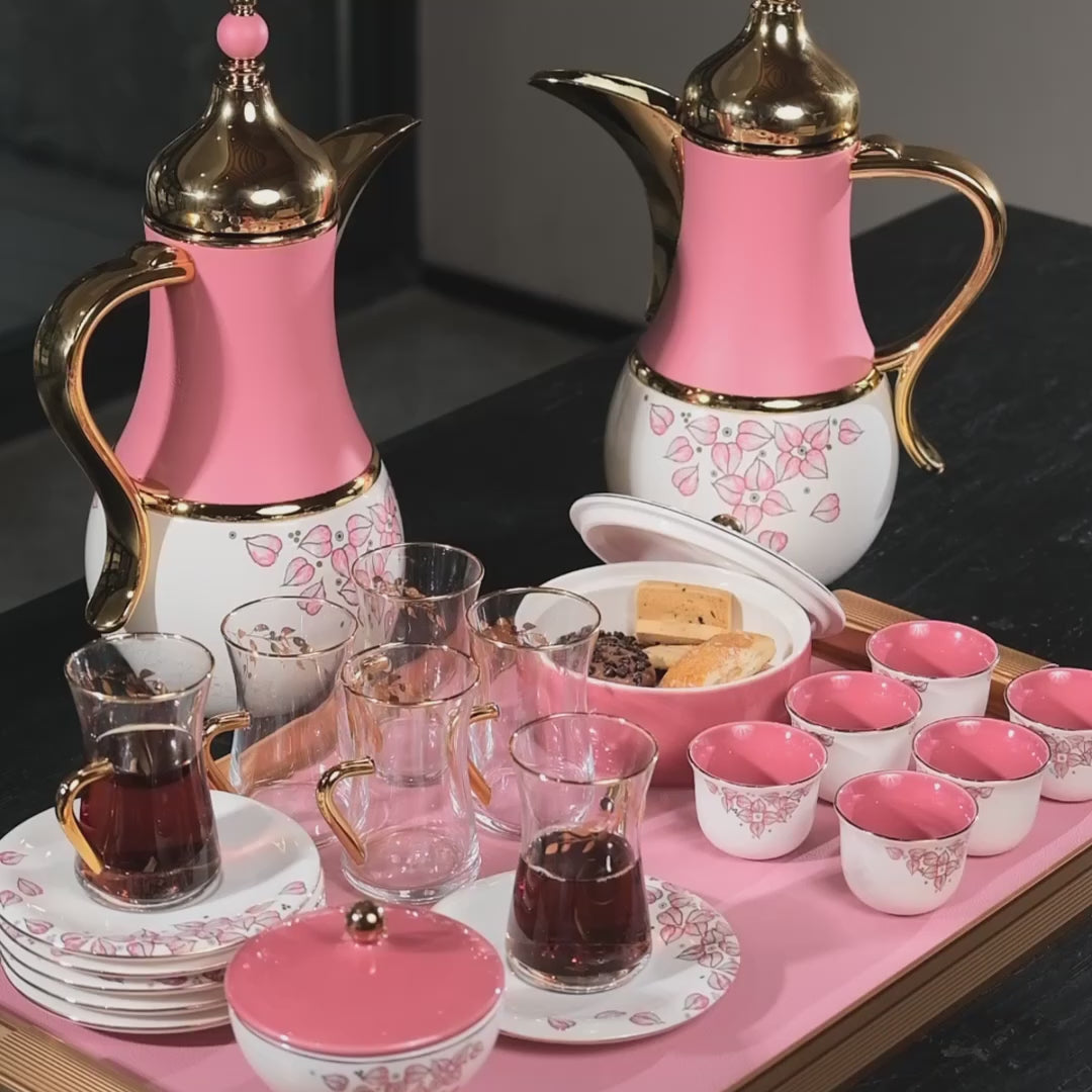 Stylish Lilac - Tea Set (19-Pcs)- Pink & Gold