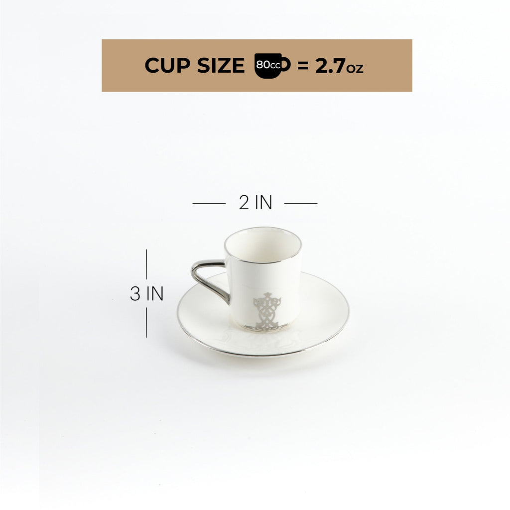 Naqsh - Espresso/Turkish Coffee Set (12-Pc)-White & Silver