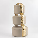 Noor - Food Thermos/ Warm Serv (Set of 3)- Beige & Gold