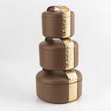 Noor - Food Thermos/ Warm Serv (Set of 3) - Brown & Gold