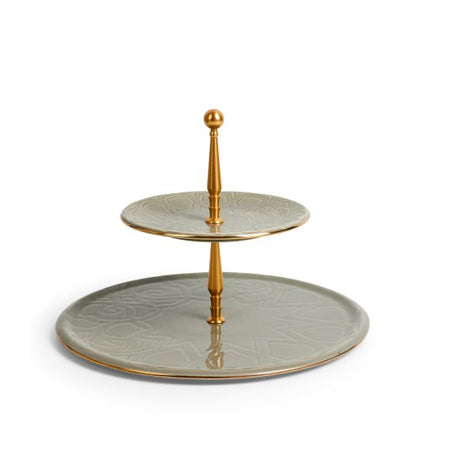 Luxury Majlis - 2-Tier Serving Platter - Grey & Gold