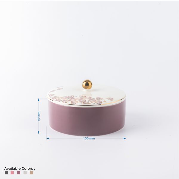 Stylish Lilac - Decorative Small Canister/Server - Beige & Gold