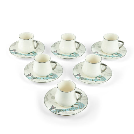 Dunes - Turkish Coffee Set (12-Pc) - Blue & Silver