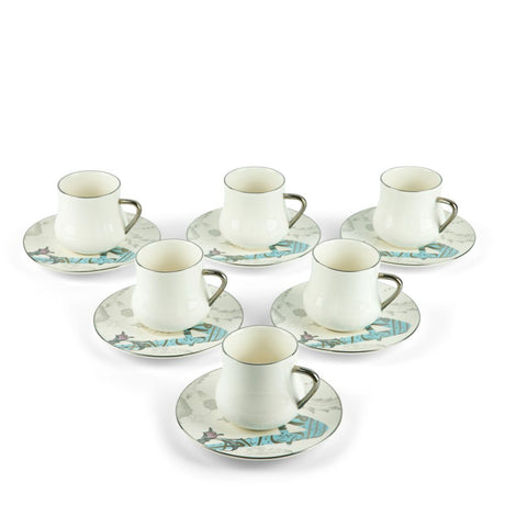 Dunes - Cappuccino Set (12-Pc) - White & Silver