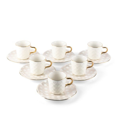 Rattan- Turkish Coffee Cups, (12-Pc)- Beige & Gold