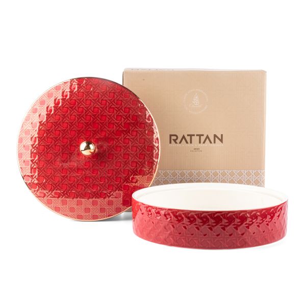 Rattan- Tazón de dátil grande- Rojo y dorado