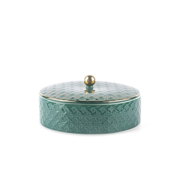 Rattan- Medium Date Bowl- Green & Gold