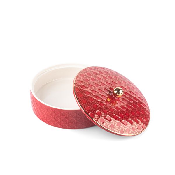 Rattan- Medium Date Bowl- Red & Gold